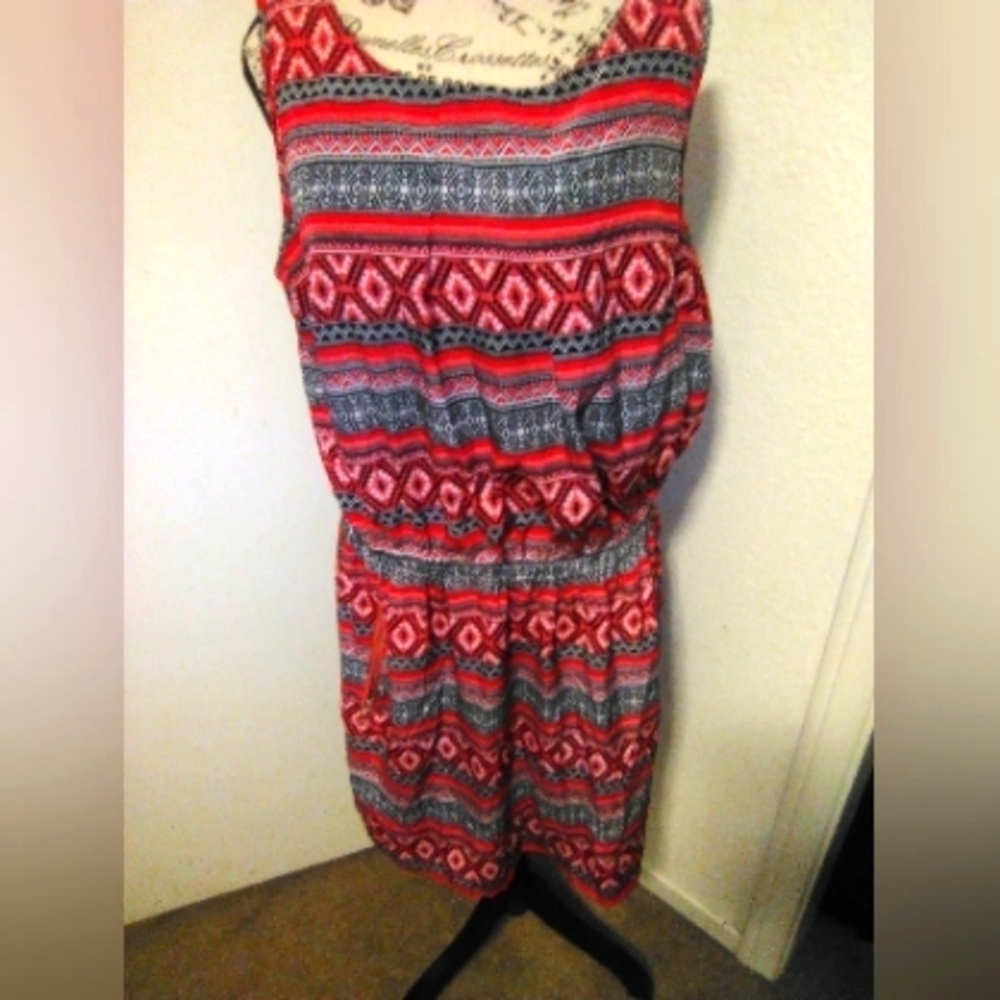 Print Lightweight Dress w/pockets